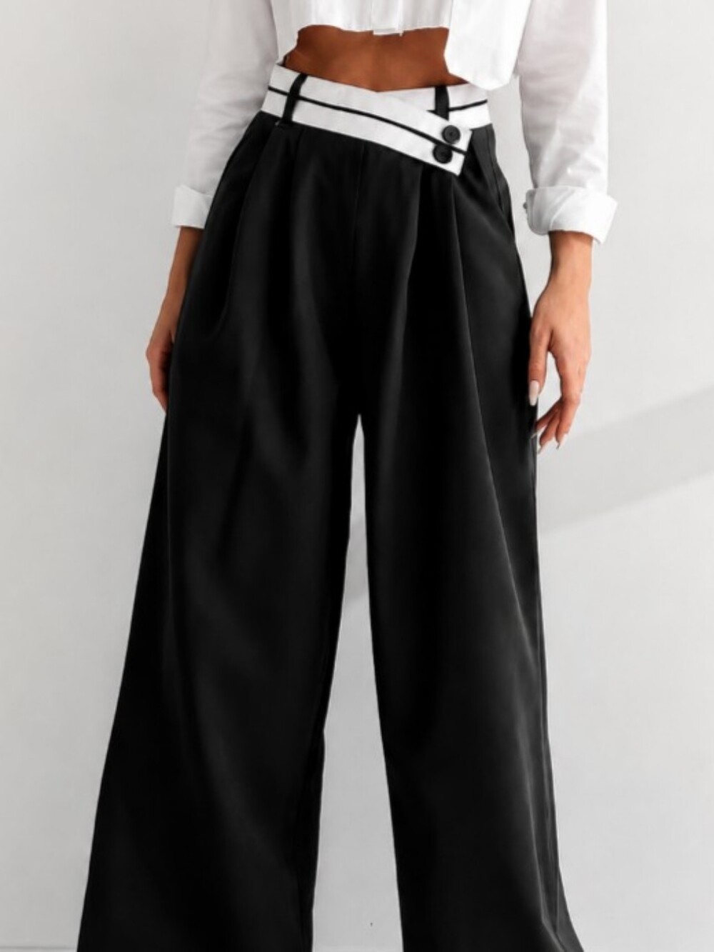 Commence Women's Wide Leg Pants White Asymmetrical Waistband Size XL